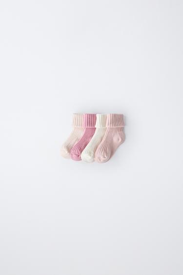 Zara 四雙裝彩色襪子 - 粉紅色
