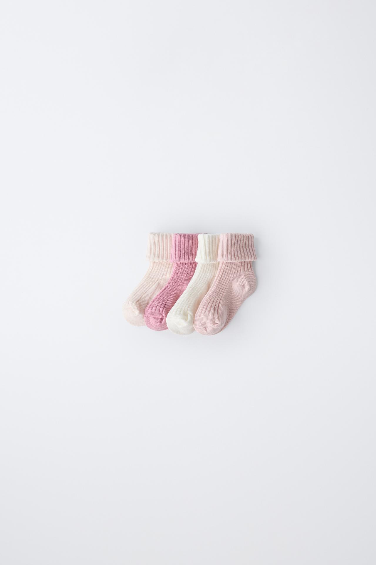 FOUR-PACK OF SOCKS IN VARIOUS COLORS — Pink