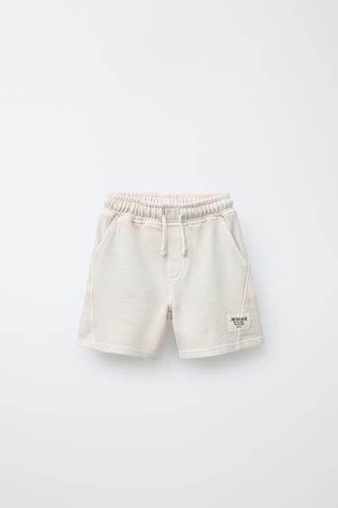 PLUSH BERMUDA SHORTS WITH LABEL - Ecru by Zara
