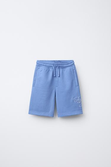 BERMUDA JOGGING BORDADA - Azul-claro da Zara