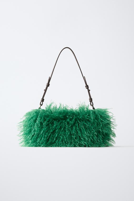 SAC SHOULDER EFFET FOURRURE - Vert de Zara - Image 0
