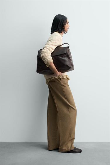 PANTALON STRAIGHT FIT À PASSANTS - Beige de Zara - Image 3