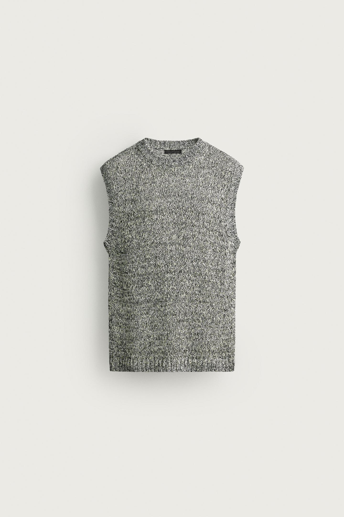 Мужской жилет Zara Textured Knit Vest, цвет: Экрю — фото 8