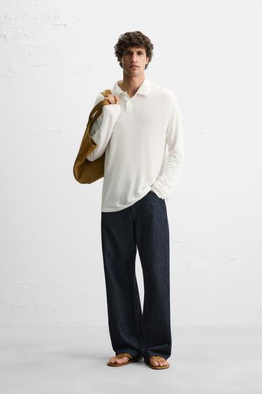VISCOSE/LINEN POLO SHIRT - Oyster-white by Zara - Image 0