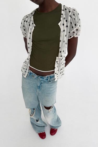 CONTRAST TRIM T-SHIRT - Dark khaki by Zara - Image 4