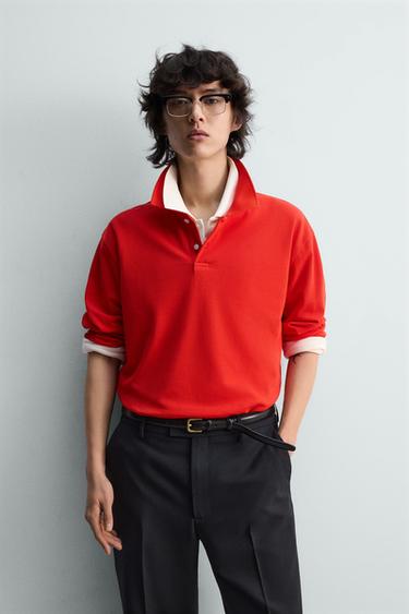 POLO REGULAR FIT ESTRUCTURA PIQUÉ - Rojo de Zara