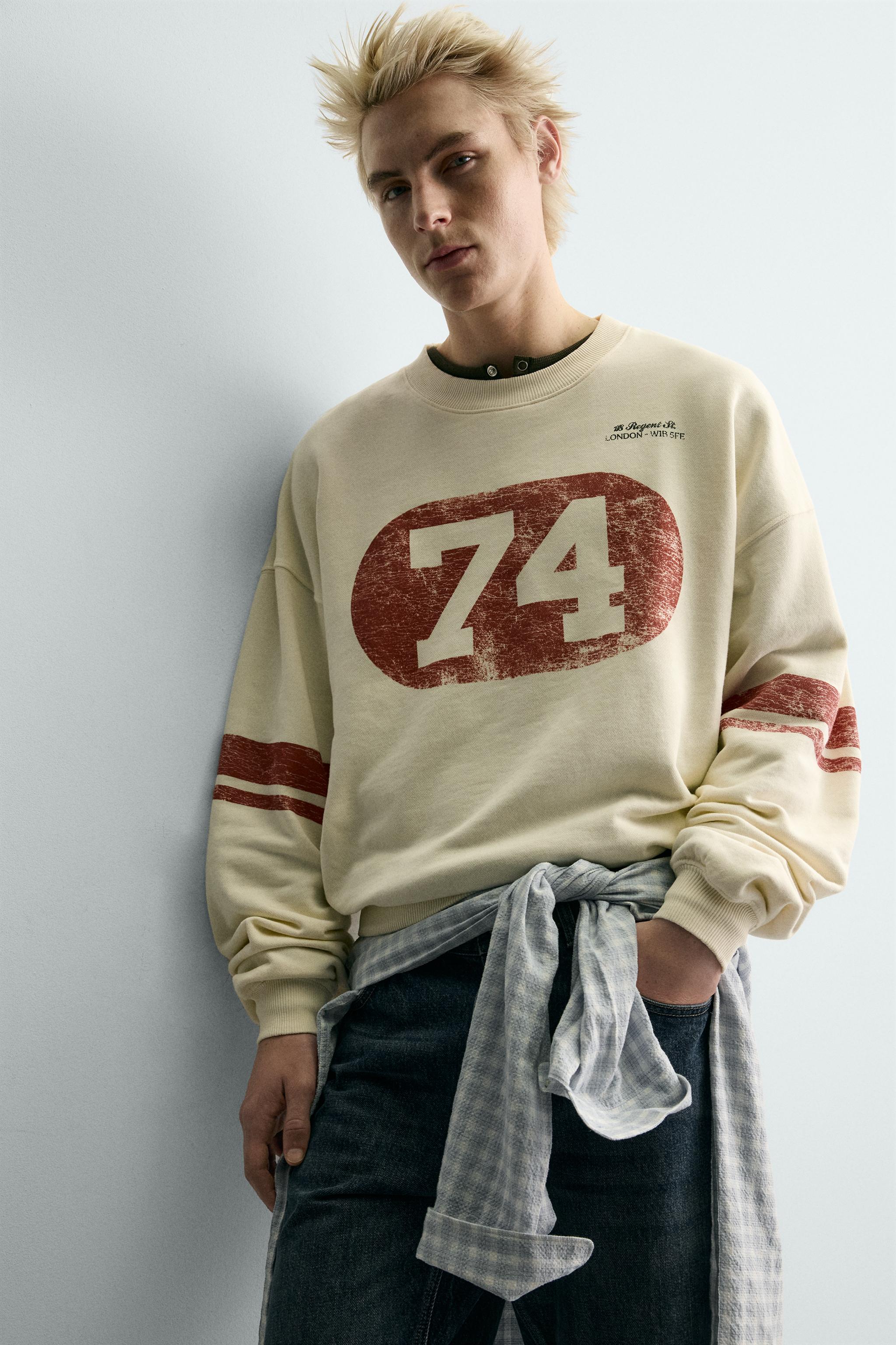 WASHED CONTRAST PRINT SWEATSHIRT