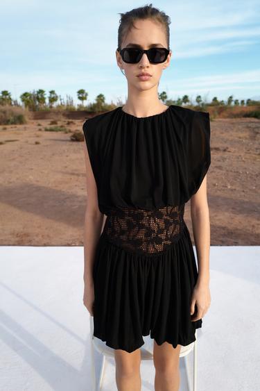 CONTRAST CROCHET DRESS - Black by Zara - Image 1