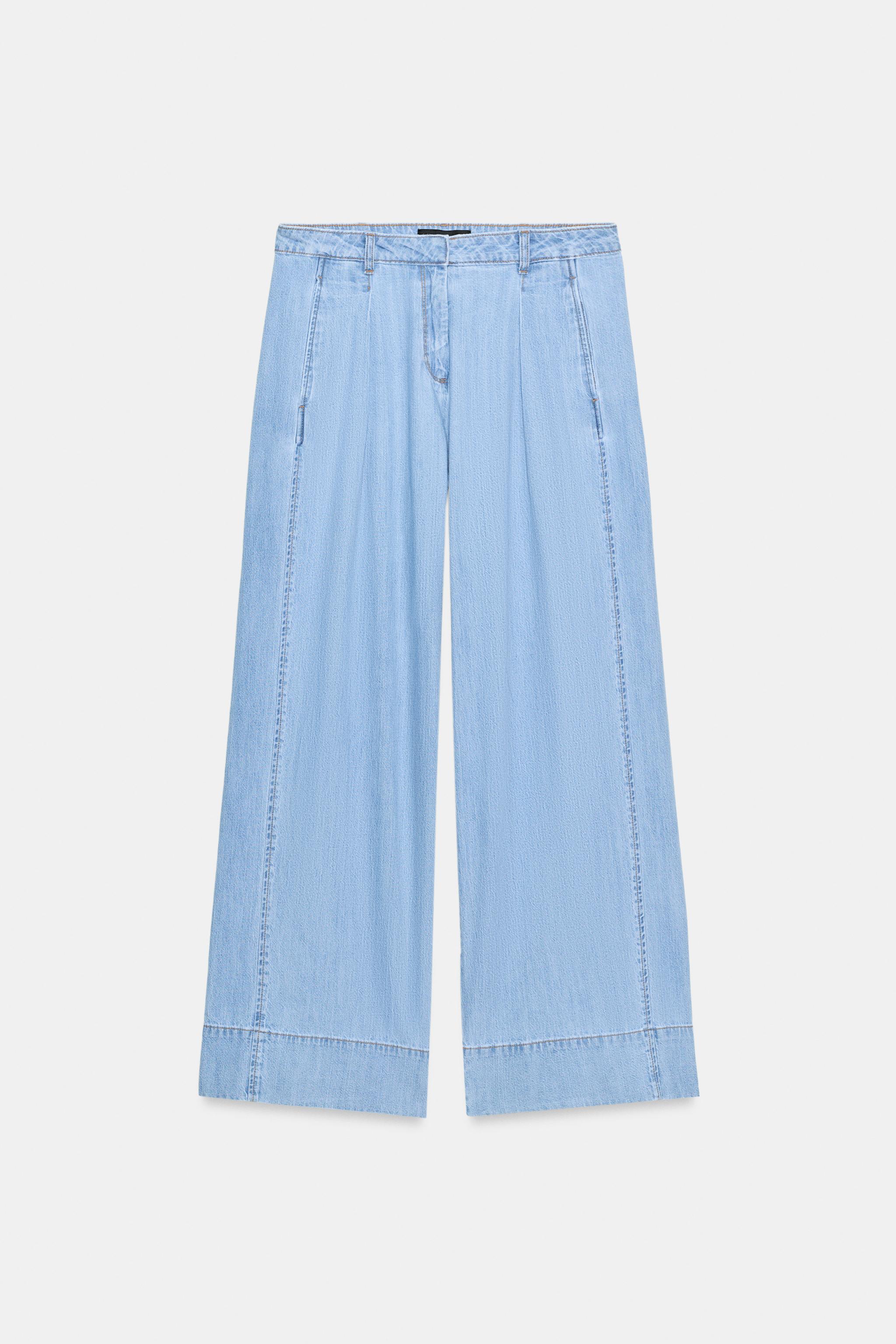 Z1975 MID-RISE WIDE LEG DART JEANS - Mid-blue | ZARA United States