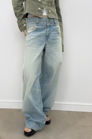 JEANS TRF RECTOS CINTURILLA DOBLE TIRO MEDIO - Azul claro de Zara
