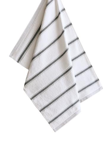 STRIPED COTTON TERRY TEA TOWEL - Grey by Zara