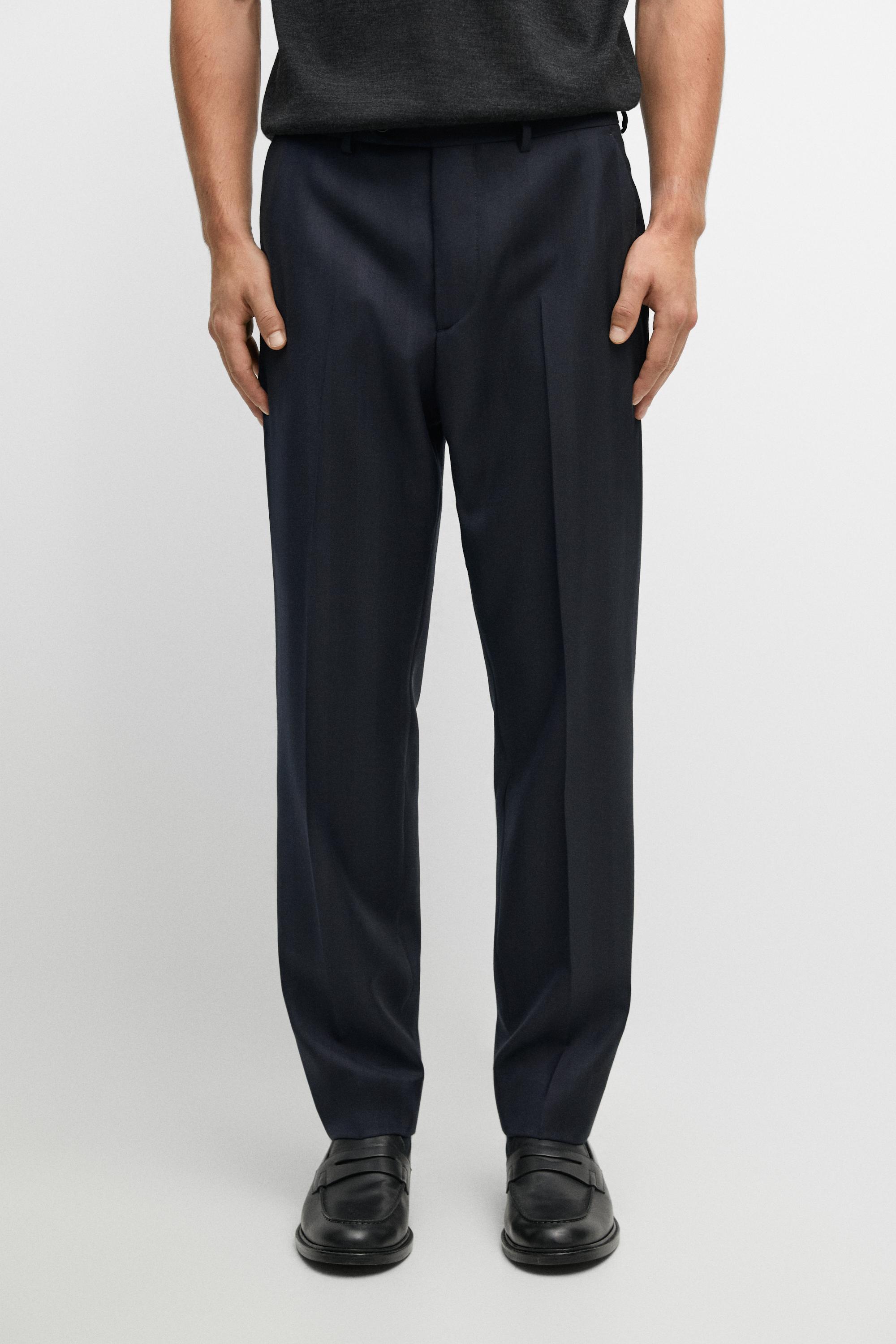 Herringbone suit pants — Navy blue