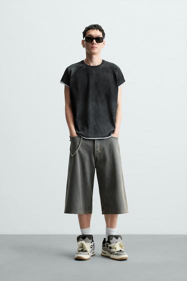 WASHED KNIT T-SHIRT - Anthracite grey by Zara - Image 0