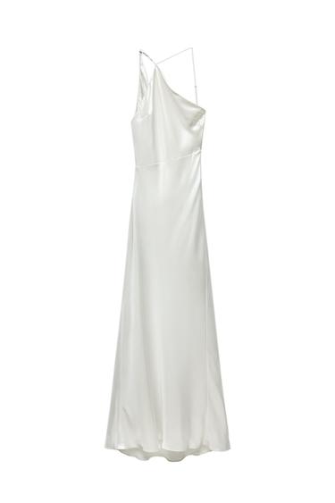 LONG ASYMMETRIC FOIL DRESS