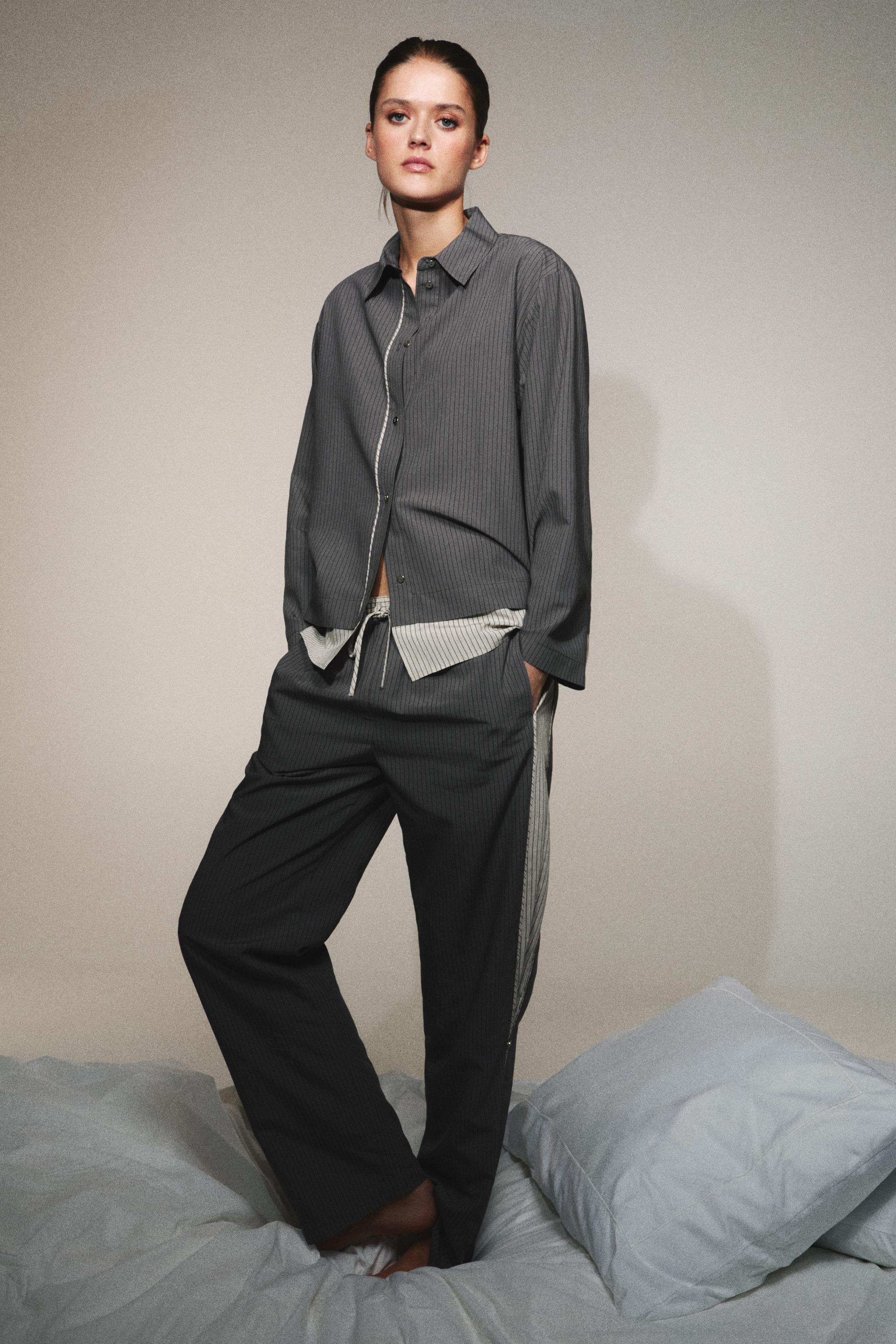 STRIPED VISCOSE BLEND PANTS