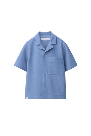Zara 質樸古巴領襯衫 - 藍色