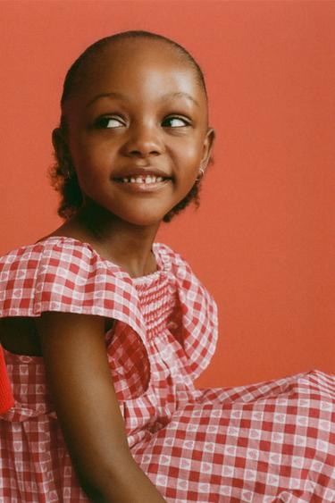 PLAID AND HEART PRINT DRESS — Red 2