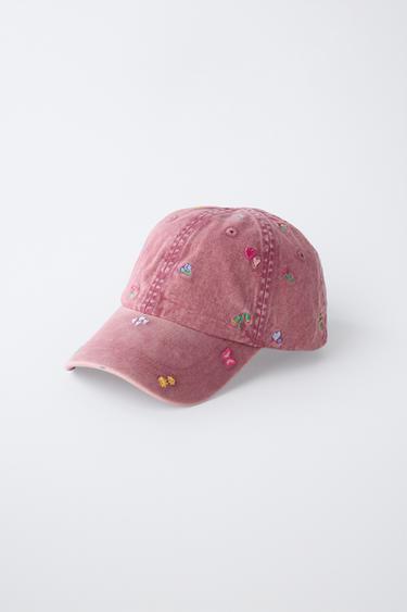 CASQUETTE EFFET DÉLAVÉ FLEURS BRODÉES - Mauve de Zara - Image 1