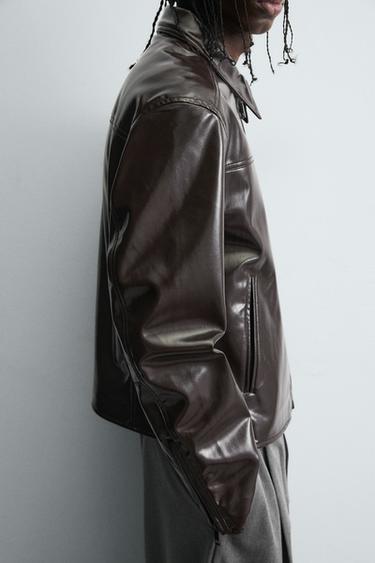 VINYL FINISH JACKET - Wine by Zara - Image 4