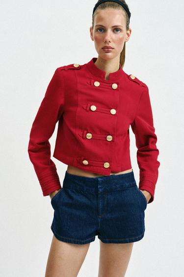 FITTED BUTTON-UP JACKET - Red by Zara