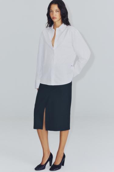 ZW COLLECTION STRIPED MIDI SKIRT — Navy blue 1