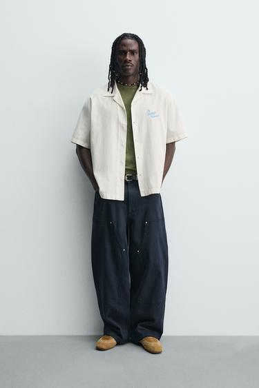 قميص RELAXED FIT ليوسيل - قطن مطبوع - أبيض مكسور by Zara