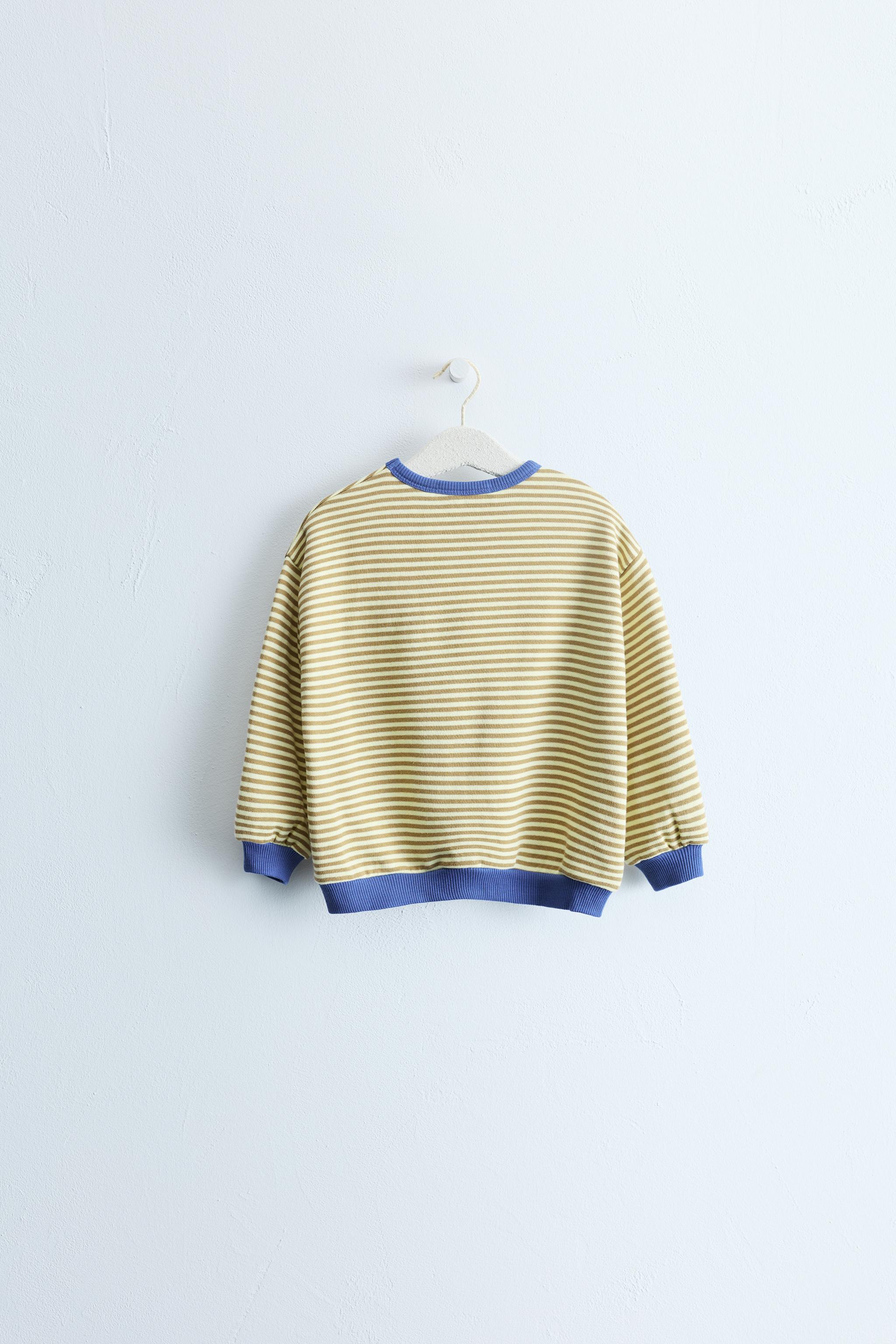 ZARA TIMELESS - STRIPED PRINT SWEATSHIRT — Blue