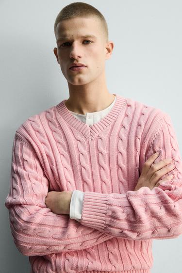 CABLE KNIT TEXTURED JUMPER - Pink by Zara - Image 4