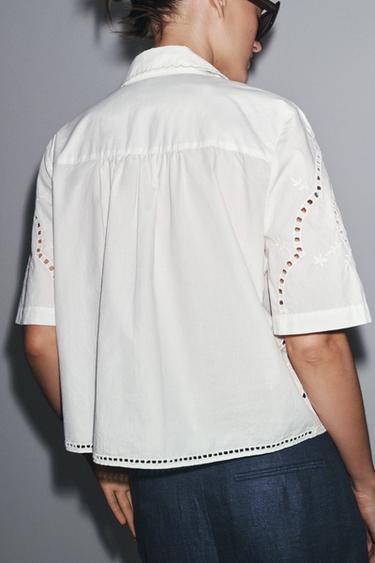 ZW COLLECTION EMBROIDERED SHIRT - Ecru by Zara - Image 2