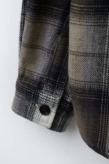 SURCHEMISE À CARREAUX AVEC CAPUCHE EN MOLLETON DÉTACHABLE - Marron de Zara - Image 5