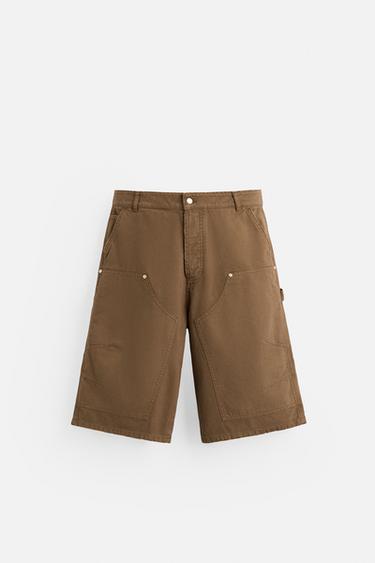 OVERSIZED FIT CARPENTER BERMUDA SHORTS - Tobacco by Zara