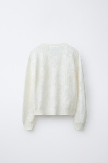 GILET EN MAILLE JACQUARD - Blanc de Zara - Image 1