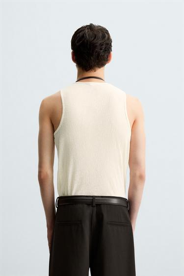 T-SHIRT DÉBARDEUR SEMI-TRANSPARENT - Écru de Zara - Image 2