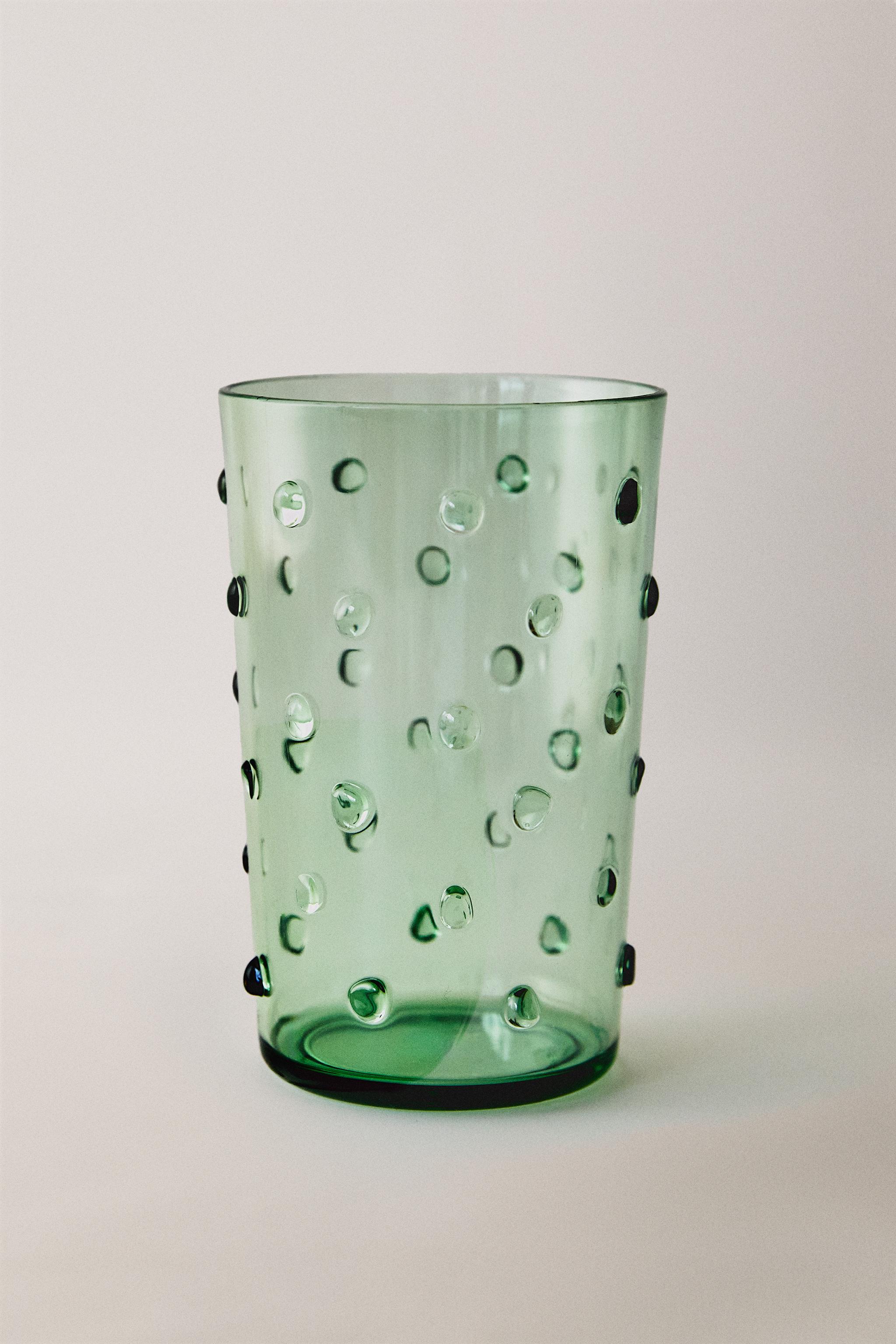 ACRYLIC SOFT DRINK TUMBLER WITH POLKA DOTS — Green