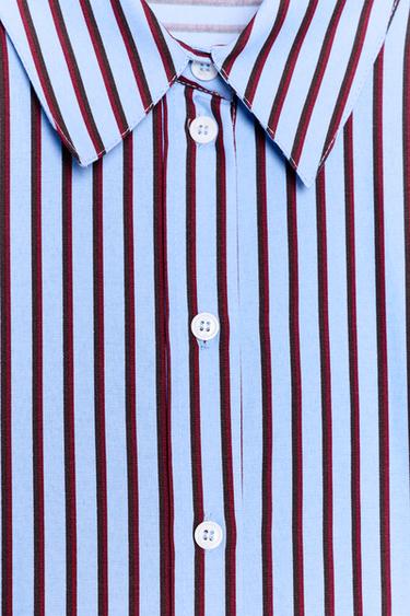 CHEMISE OXFORD À RAYURES - Rouge / Noir de Zara - Image 7