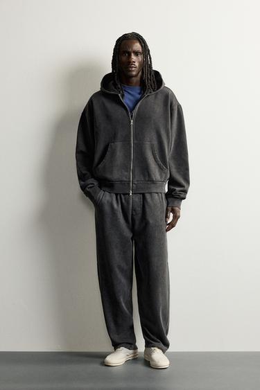 SUDADERA CHÁNDAL CAPUCHA CREMALLERA BÁSICA - Antracita oscuro de Zara