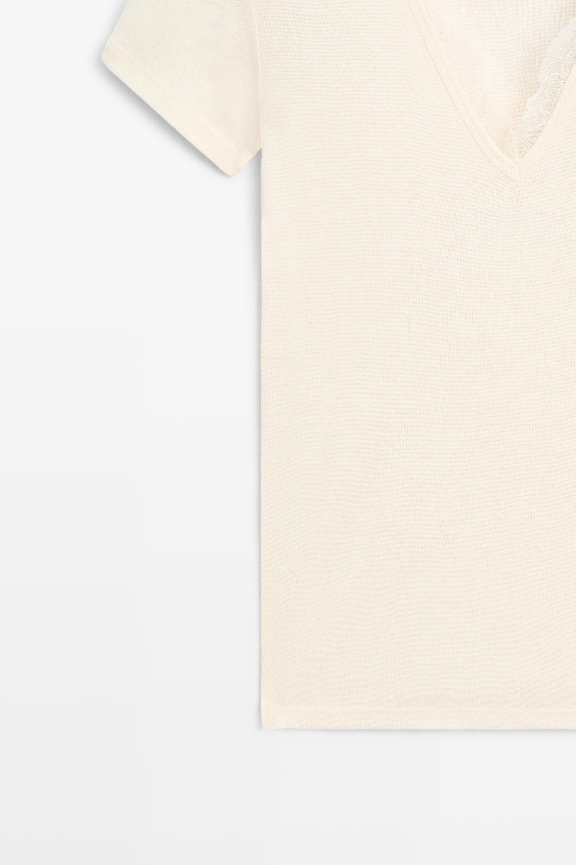 Lace-detail V-neck T-shirt