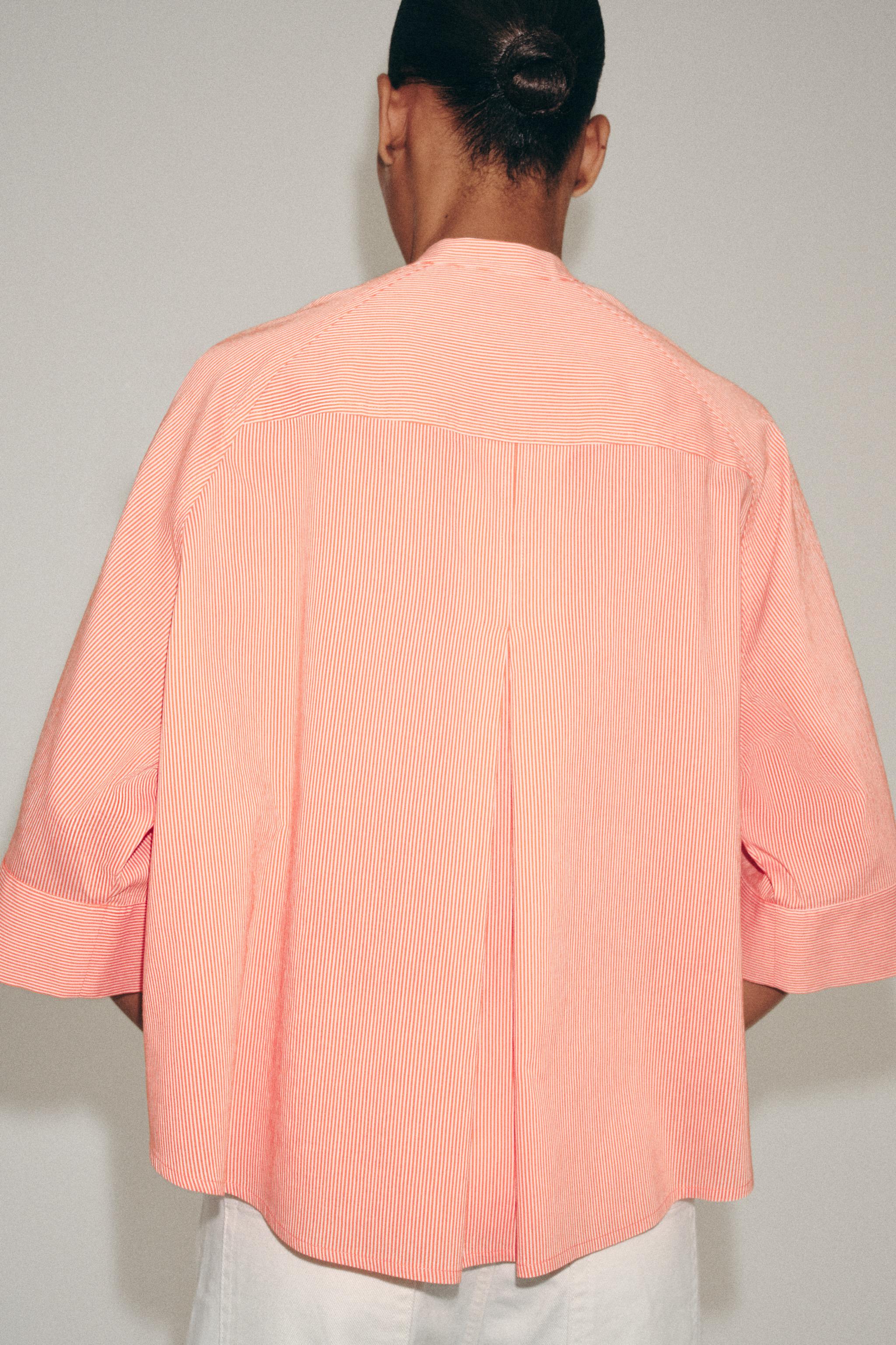 Zara ZW COLLECTION ASİMETRİK ÇİZGİLİ GÖMLEK görsel 3