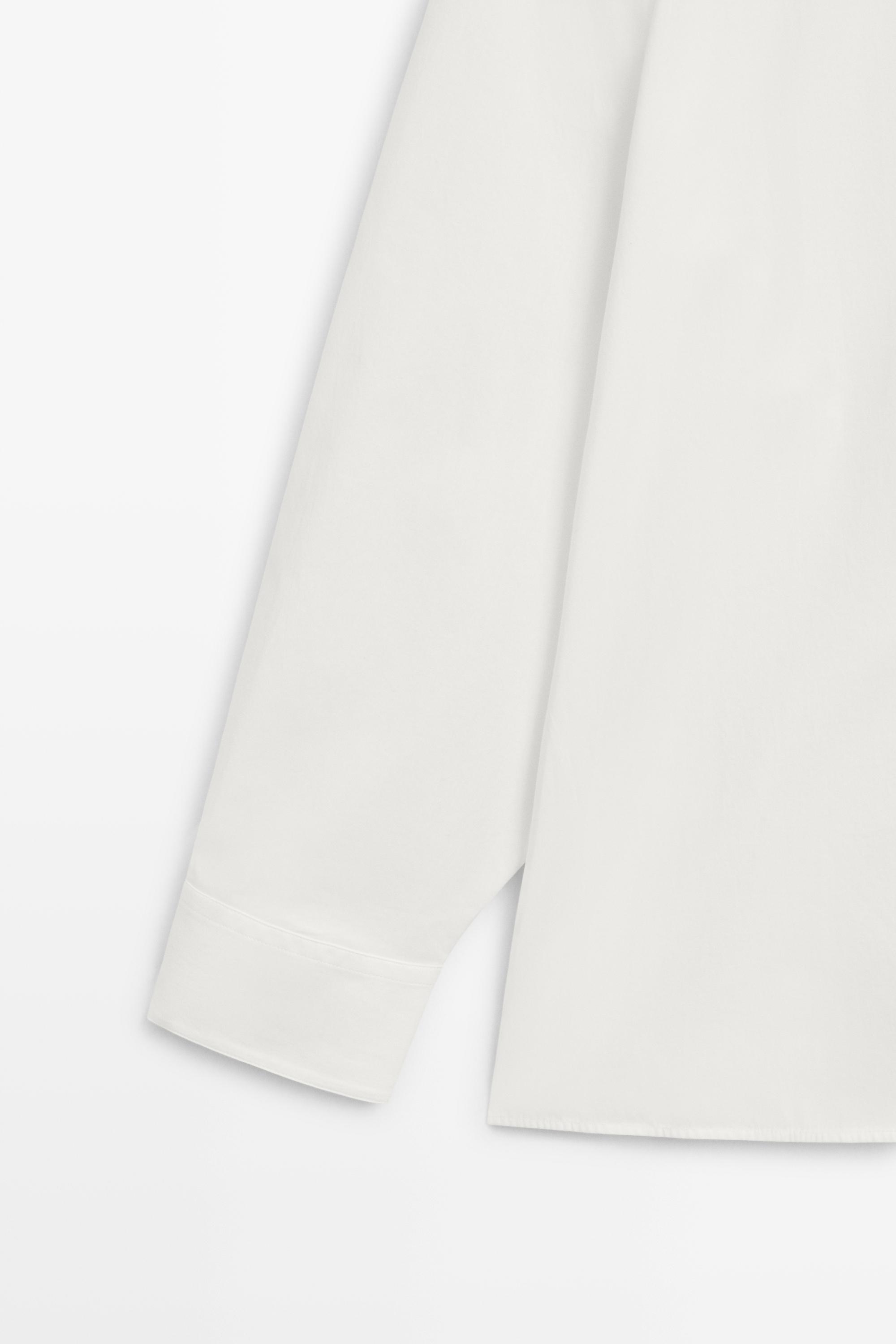 Chemise en popeline à col montant, poche daim
