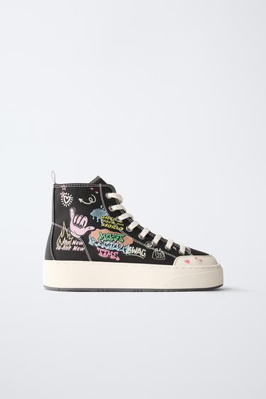GRAFFITI HIGH-TOP SNEAKERS - Black by Zara