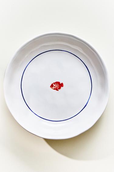 STONEWARE FISH SOUP PLATE - Blue by Zara