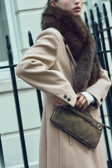 STUDDED ELONGATED BAG - Taupe Grey by Zara - Image 0