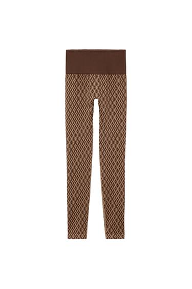 JACQUARD SEAMLESS THERMOLITE® CORE SKI COLLECTION THERMAL LEGGINGS - camel by Zara
