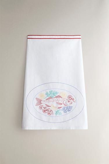 FISH COTTON APRON - White by Zara - Image 0