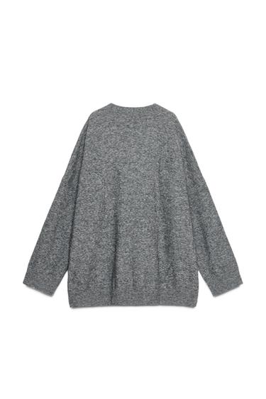 OVERSIZE-PULLOVER MIT WOLLE - Grau meliert von Zara
