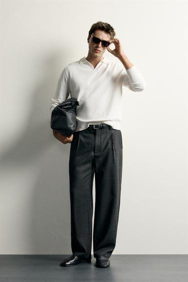 ÁO POLO DỆT KIM COTTON - LINEN DÁNG SUÔNG - Kem từ Zara