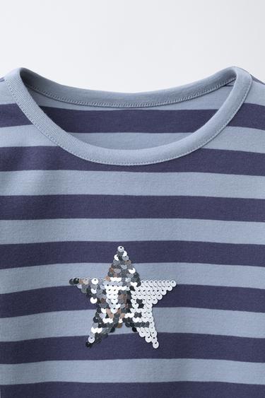 T-SHIRT BRODÉ PAILLETTES - rayures de Zara - Image 2