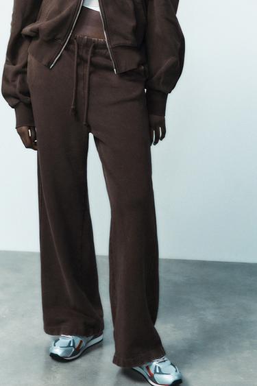 PANTALON DROIT EN MOLLETON - Marron de Zara - Image 1