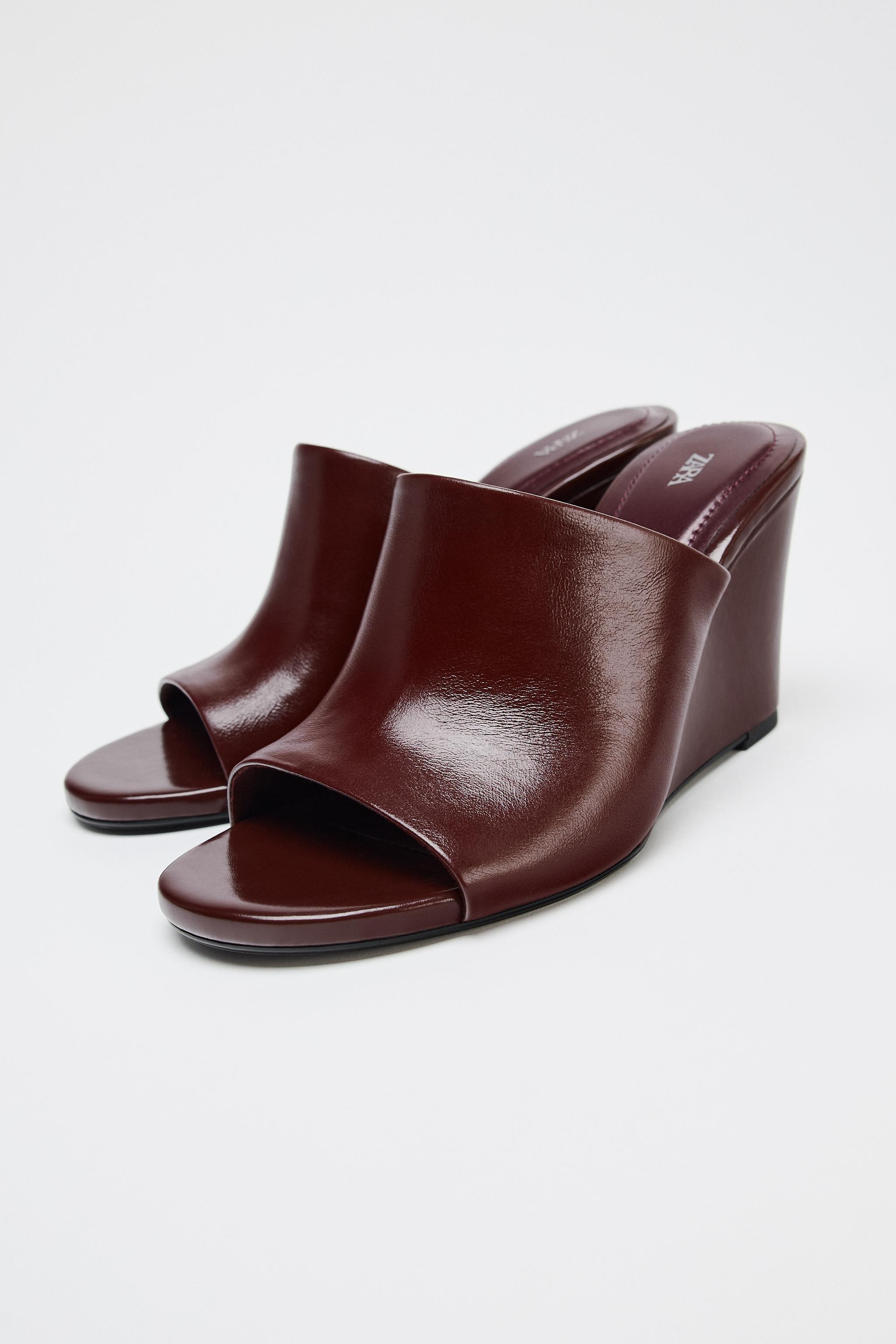 スペイン発送 ZARA レザーウェッジ 上品カジュアル シンプル スペイン発送 ZARA レザー プラットフォーム ウェッジ 今季新作
