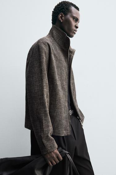 RELAXED FIT TEXTURED OVERSHIRT - Brown by Zara - Image 5